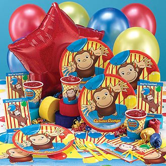 Curious George Birthday Cake on Curious George Party Supplies Deluxe Pack