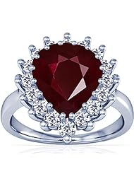 14K White Gold Pear Cut Ruby Ring With Sidestones (GIA Certificate)