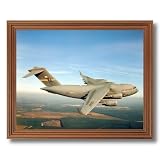 C-17 Globe Master Military Jet Aircraft Airplane Aviation Wall Picture Oak Framed Art Print
