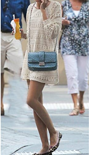 Oupay Women Fall Winter Lace Long Lantern Sleeve Bottoming Shift Mini Dress XL White