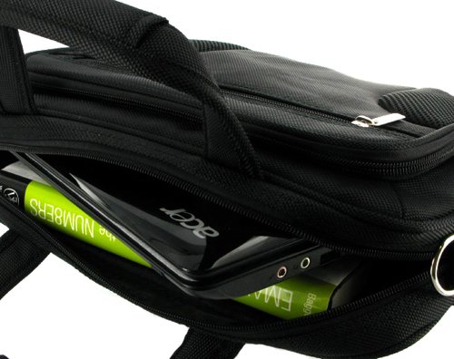 rooCASE Netbook / iPad Carrying Bag for Samsung NB30-JP02 10.1-Inch Netbook Texturized Matte Black - Deluxe Series Black