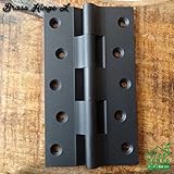 シンプルな形で重厚感のある真鍮のアンティーク長蝶番 Brass Hinge Black （L） hi210bk