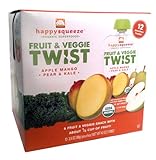 Happy Squeeze Organic Superfoods Fruit & Veggie Twist Apple Mango Pear & Kale 12 Pouches