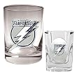 Tampa Bay Lightning NHL Rocks Glass & Square Shot Glass Set - Primary Logo by Great American Products