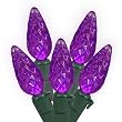 Pack of 12 Purple LED C6 Replacement Christmas Light Bulbs - Green Husk