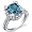 Royal Splendor 3.00 Carats London Blue Topaz Ring in Sterling Silver Rhodium Finish Size 5
