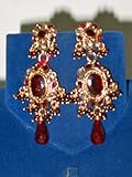 Birthday Gift- Earring Sets in Gold Plated and Ruby Gem Stones (Brand New)