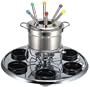 Roshco 16-Piece Stainless Steel Lazy Susan Fondue Set
