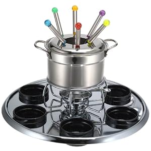 Roshco 16-Piece Stainless Steel Lazy Susan Fondue Set by Roshco
