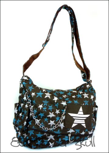 Click here to buy Skull:STAR Black & Blue Shoulder Tote Bag with Chain + Free Necklace.