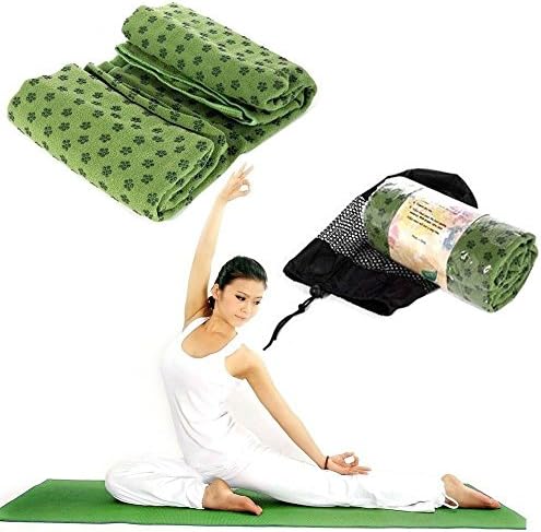 yoga mat towel Non-slip drape Soft Slip Resistant Eco-Friendly Yoga Mat + Free Bag (Green)