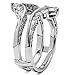 Silver Chevron Style Ring Guard with Millgrained Edges and Filigree Cut Out Design with CZ (0.74 ct. twt.)