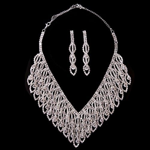 Tq Bridal Wedding Jewelry Set Cubic Zircon Rhinestone Chic Y Necklace