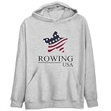 Rowing Usa Star Color - America Sports Mens Hoodie (Heather Gray, Sizes X-Small - XXX-Large) Rowing Usa Star Color - America Sports Mens Hoodie (Heather Gray, Sizes X-Small - XXX-Large)