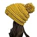 Wrapables Winter Warm Knit Confetti Beanie with Pom Pom, Mustard