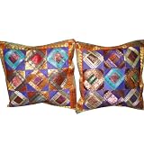 2 Deep Violet Blue Sari Chair Toss Pillow Cushion Coversby Mogulinterior