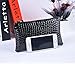 Women Crocodile Leather Clutch Handbag Bag Coin Purse (Black )