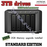 Synology DS1512+ 15TB (5 x 3TB HT) Integrated with Hitachi Deskstar 7K3000 (Desktop) with 2GB Memory Upgrade