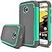 Moto E Case (1st Gen - 2014), MagicMobile Hyrbid Rugged Durable Impact Resistant Shockproof Double Layer Cover [DUAL ARMOR SERIES] Protective Hard Shield Shell and Soft Flexible Silicone Skin [Gray - Turquoise] - Compatible with Moto E (1st Gen) Only