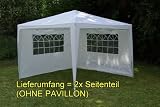 2 Seitenteile 3m für Pavillon, PE Seitenwände weiß