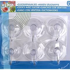 6er Pack Saughaken ca. 4,5 cm transparent Saugnapf Haken, 0704
