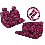 9 Piece Safari Animal Print Automotive Interior Gift Set - 2 Low Back Bucket Seat... 
