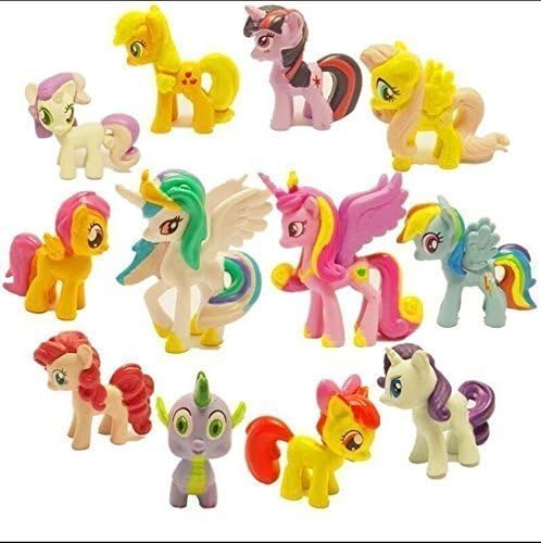 Top Valu 24pcs (2 Dozen) Colorful My Little Pony Cupcake Cake Cookie Bread Topper PVC Figures Kids Girl Toy Dolls Decoration Birthday Function Party Icing Cake Home Dining Kitchen Decoration Figure