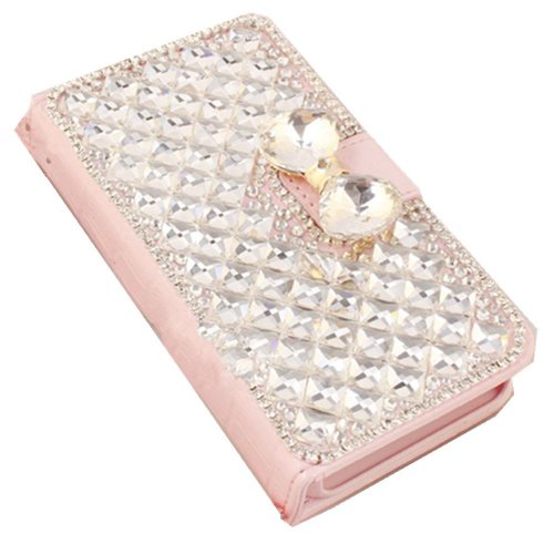 EVTECH(TM) Crocodile Series Luxury Crystal Diamond Bling Design Pink PU Wallet Leather Cover Case for Samsung Galaxy S III Mini / S3 Mini i8190 (100% Handcrafted)