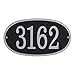Whitehall Personalized Cast Metal Address Plaque, USA Made Custom Architectural House Number Sign, Oval, 12 x 6.75 inches, Black with Gold Numbers