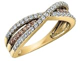 White and Champagne Diamond Cocktail Ring 1/2 Carat (ctw) in 10K Yellow Gold