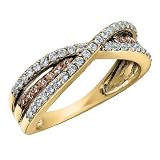 White and Champagne Diamond Cocktail Ring 1/2 Carat (ctw) in 10K Yellow Gold