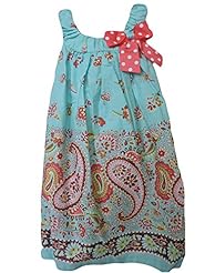 Cotton Gathered  Paisley Polka Dot Print  Dress With a Bow(s)