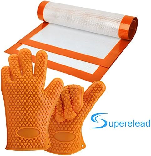 Premium Kitchen Tool Set 2 IN 1 - ★Heat Resistant Silicone Gloves &amp; ★Silicone Non-stick Baking Mat for Cooking, Grilling, Baking, Barbecue