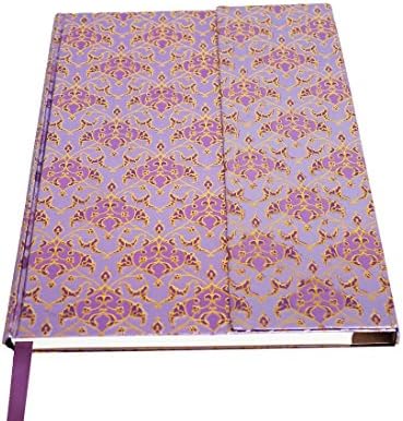 BEYLLEY&Trade; Vintage Foiled Journal with Magnetic Closure, Pen Loop and Expandable Pocket, 192 Blank Pages, Acid Free Sheets, 6X8 Inches (Purple)