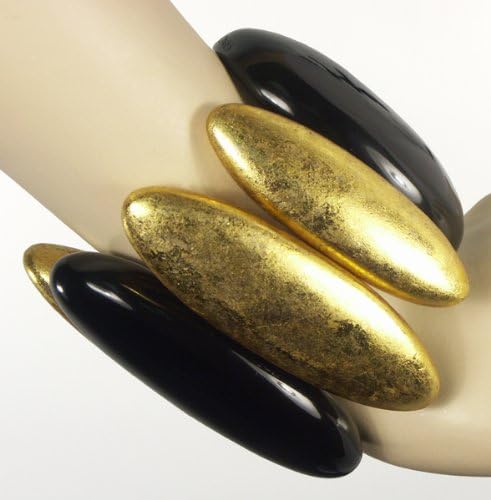 Monies US Black Gold Necklace Earrings Bracelet (Black Gold, Bracelet Stretch)