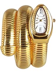 Gift-HKshop Shinning Gold Snake Shape Pop Double Wrap Fashion Women Wrist Bangle Bracelet Watch
