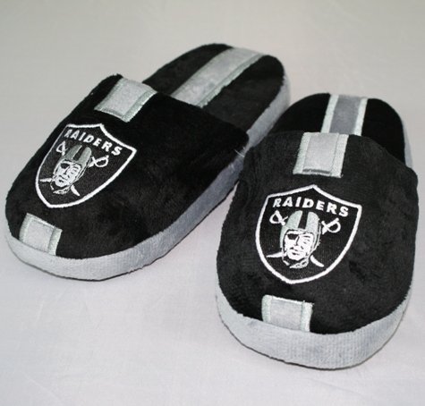 Oakland Raiders Youth Team Stripe Plush Slippers