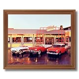 Chevy Corvette Pontiac Car Cafe Diner Home Decor Wall Picture Oak Framed Art Print