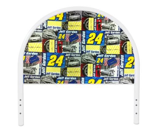 New Twin Size Children's Youth White Metal Headboard with Custom Jeff Gordon NASCAR Upholstered Headboard