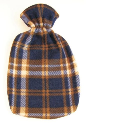 Fashy Brown Plaid Fleece Covered Hot Water Bottle - Made in Germany