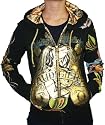 CHRISTIAN AUDIGIER Ed Hardy Crystal Rock Womens Tattoo Platinum Hoodie Shirt Hooded Sweatshirt Black