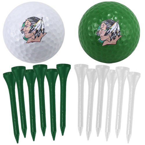 North Dakota Fighting Sioux Two Golf Balls And Twelve Tees Set