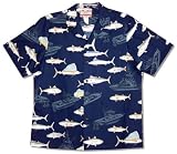 Deep Sea Fishing Men's Hawaiian Aloha Shirt in Black