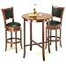 York Cherry Pub Table Set With 2 Leather Like Chairback