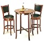 York Cherry Pub Table Set with 2 Leather Chairback Swivel Bar Stools