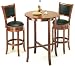York Cherry Pub Table Set with 2 Leather Chairback Swivel Bar Stools