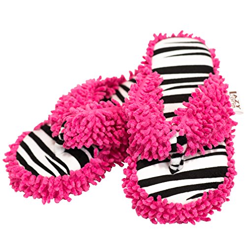Lazy One Zebra Fuzzy Thong Slippers for Womens L/XL