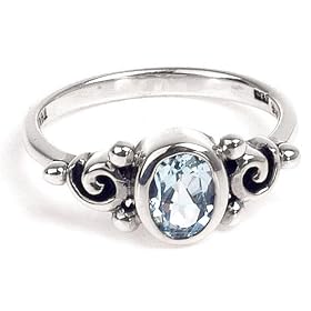 Sterling Silver Ring W  Genuine Oval Blue Topaz by SkyeSterling