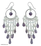 Pearl earrings, 'Amethyst Ruffles' 1.4
