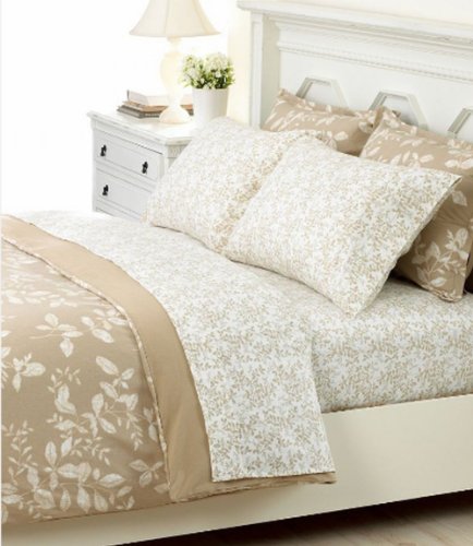 Martha Stewart Collection Textured Vine Twin Flannel Comforter Cover- Tan